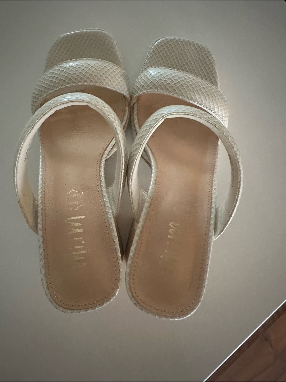 Vince Camuto Cream Textured Crossband Block Heel Slides - Picture 3 of 4